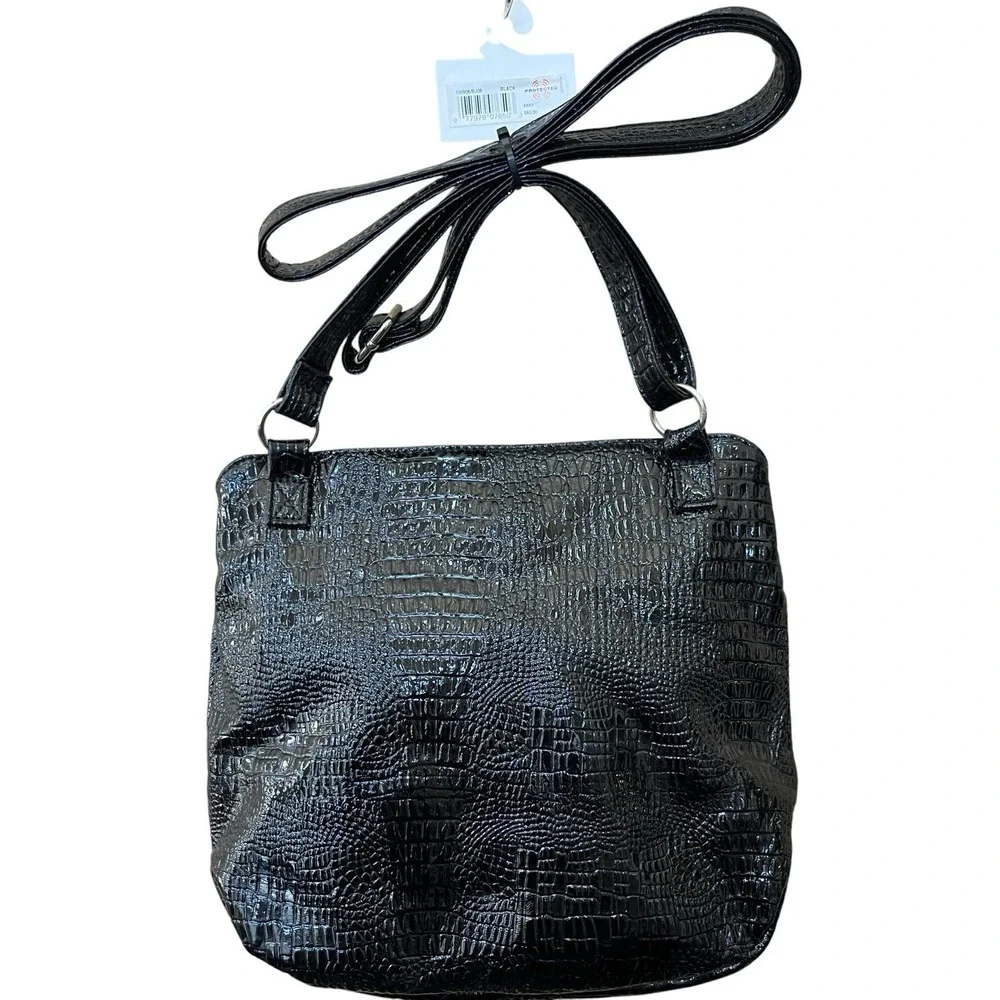 Kenneth Cole Unlisted Womens Black Faux Leather Handbag Shoulder Bag Purse New